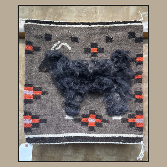 Navajo Pictorial Rug with Black Sheep by Fannie Pette | Handwoven Native American Textile