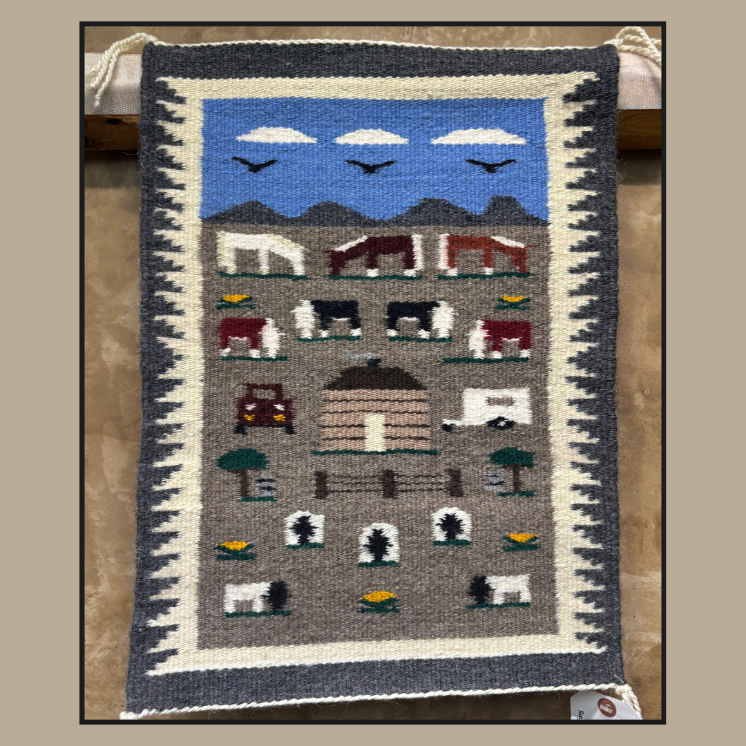 Navajo Homestead Pictorial Rug by Virginia Yazzie | Handwoven Native American Textile