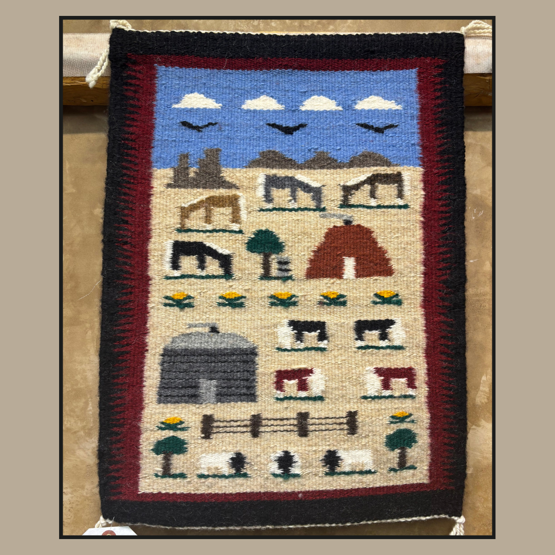 Navajo Desert Scene Pictorial Rug by Virginia Yazzie | Handwoven Native American Textile