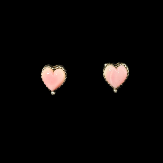 Nelson Morgan Navajo Pink Conch Heart Earrings | Sterling Silver