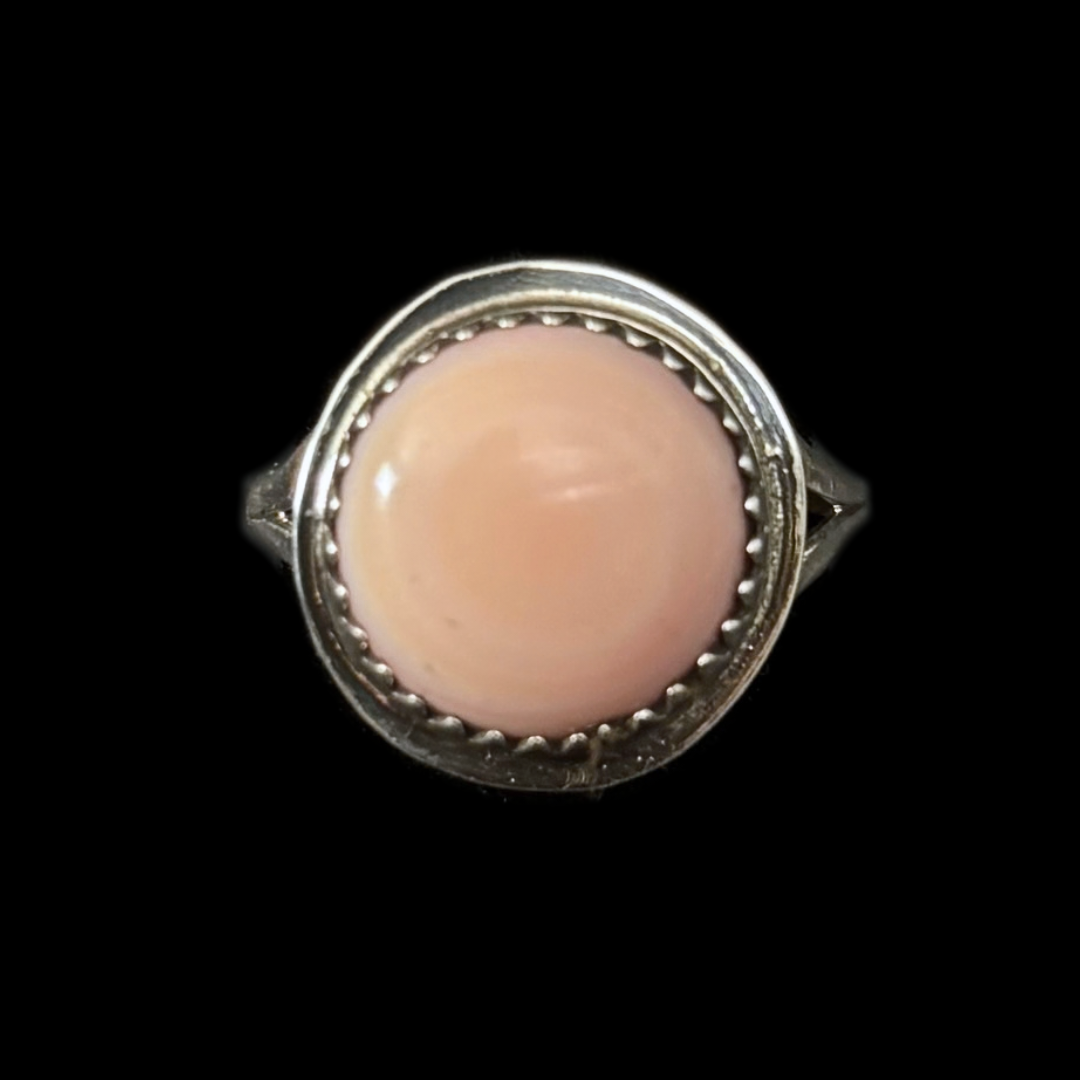 Nelson Morgan Navajo Pink Conch Ring | Sterling Silver Size 5.5