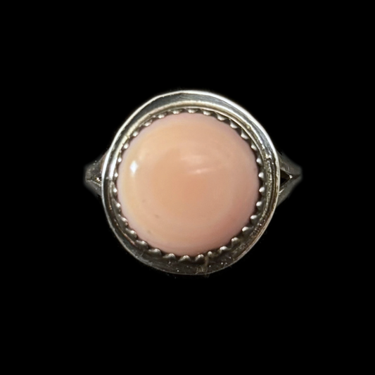 Nelson Morgan Navajo Pink Conch Ring | Sterling Silver Size 5.5