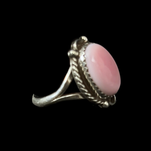 Nelson Morgan Navajo Pink Conch Ring | Sterling Silver Size 7