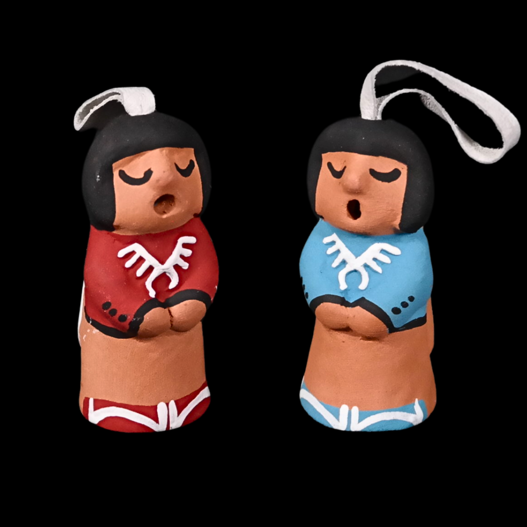 Folk Art Pottery Navajo Girl Singing – Red or Blue