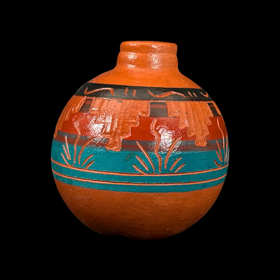 Navajo Red Etched Pottery Christmas Ornament by Cheryl Lewis