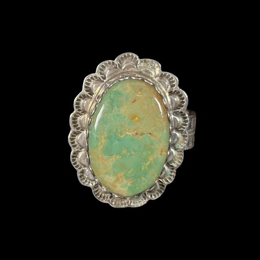Sonoran Gold Navajo Turquoise Ring – Size 10 | Handcrafted Sterling Silver
