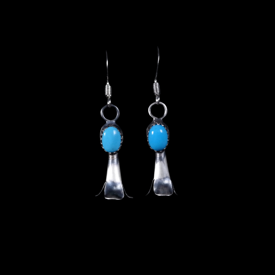 Navajo Squash Blossom Necklace & Earring Set with Turquoise