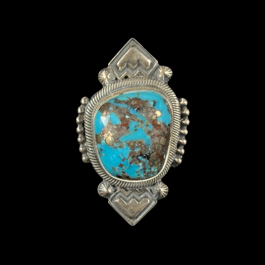 Navajo Morenci Turquoise Ring – Size 7 | Sterling Silver by Stanley Parker