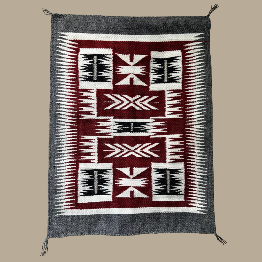Authentic Storm Pattern Navajo Rug by Leonard George | Handmade 24" × 18"