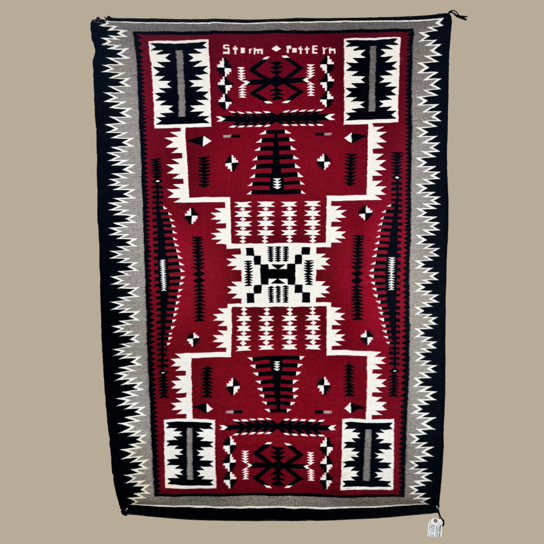 Authentic Storm Pattern Navajo Rug by Veronica Kinsel | Handmade 76" × 51"