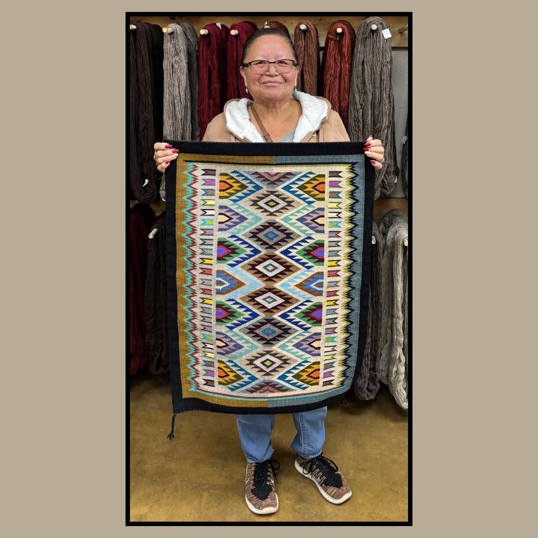 Teec Nos Pos Style Navajo Rug by Bessie Littleben – 33.5" x 24"