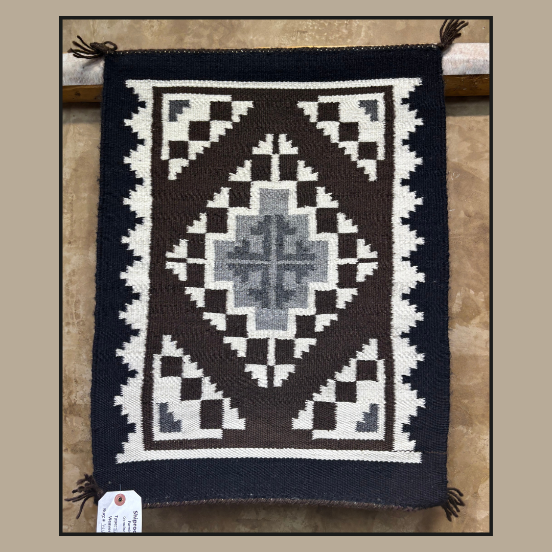 Navajo Two Grey Hills Rug by Leonard George | Handwoven Native American Textile