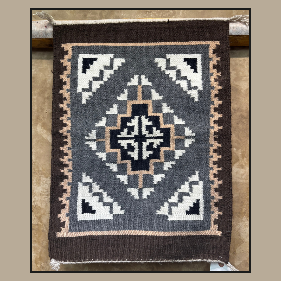 Navajo Two Grey Hills Rug by Leonard George | Handwoven Native American Textile