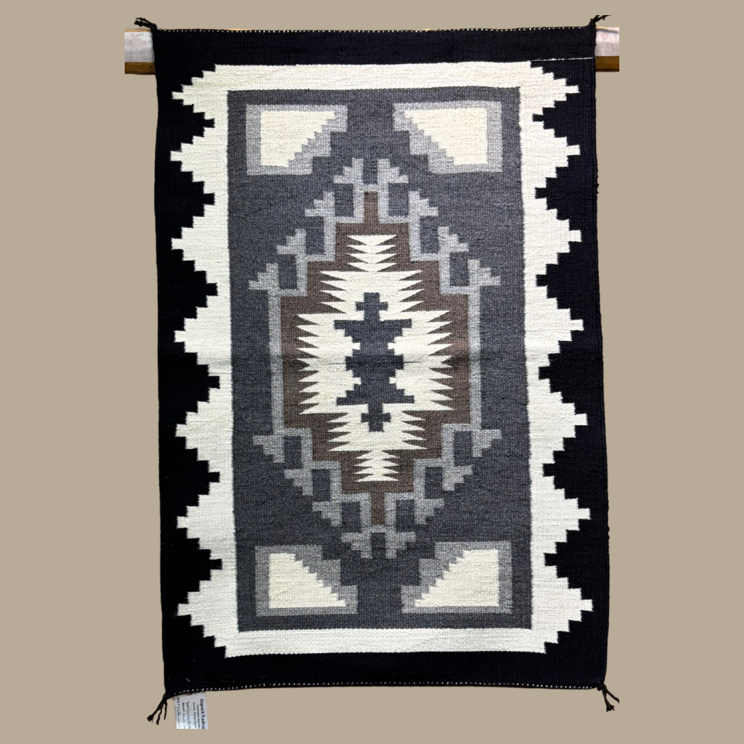 Authentic Two Grey Hills Navajo Rug by Aileen Curtis | Handmade 44" x 30"