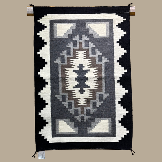 Authentic Two Grey Hills Navajo Rug by Aileen Curtis | Handmade 44" x 30"
