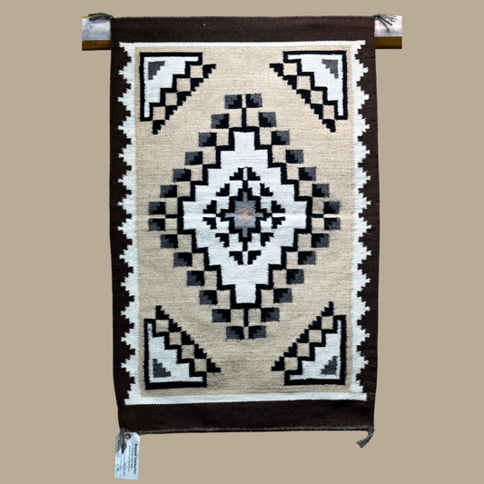 Authentic Two Grey Hills Navajo Rug by Doris Duncan | Handmade 37" x 24"