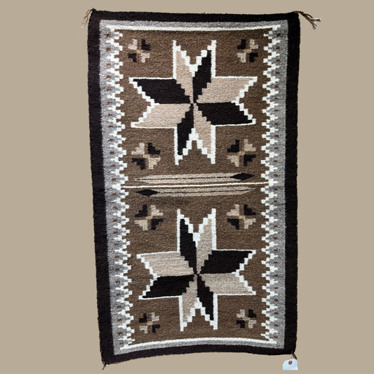 Authentic Two Grey Hills Navajo Rug by Grace Bryant | Handmade 43" x 25"