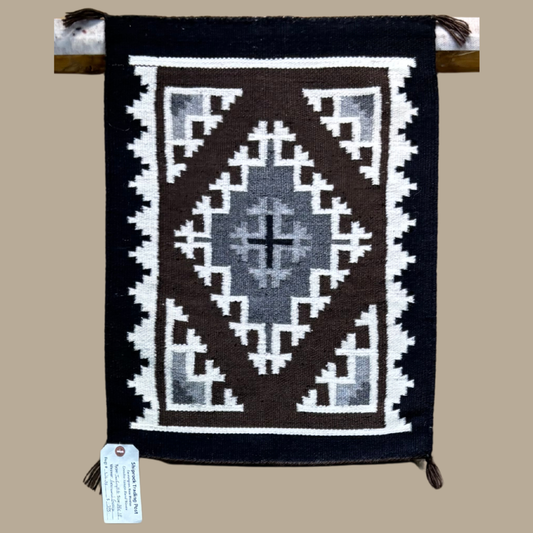 Authentic Two Grey Hills Navajo Rug by Leonard George | Handmade 24" x 18"