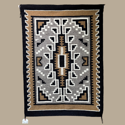 Authentic Two Grey Hills Navajo Rug by Mary Blockie | Handmade 42" x 30"