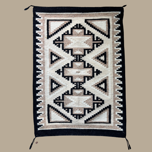 Authentic Two Grey Hills Navajo Rug by Mary Francis | Handmade 33" x 24"