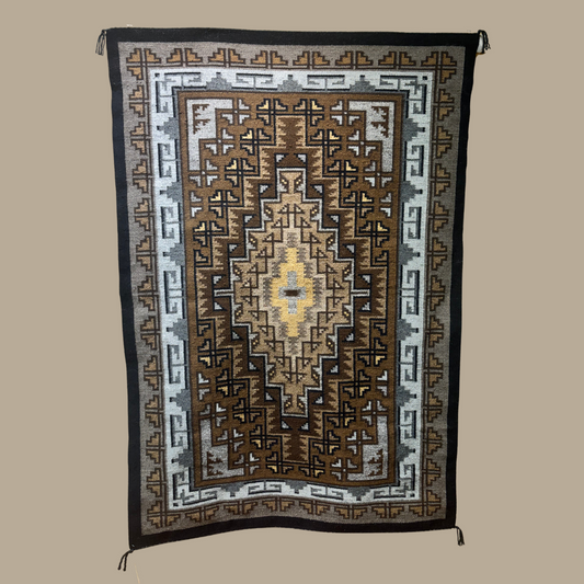 Authentic Two Grey Hills Navajo Rug by Rita Bedah | Handmade 58" x 39"