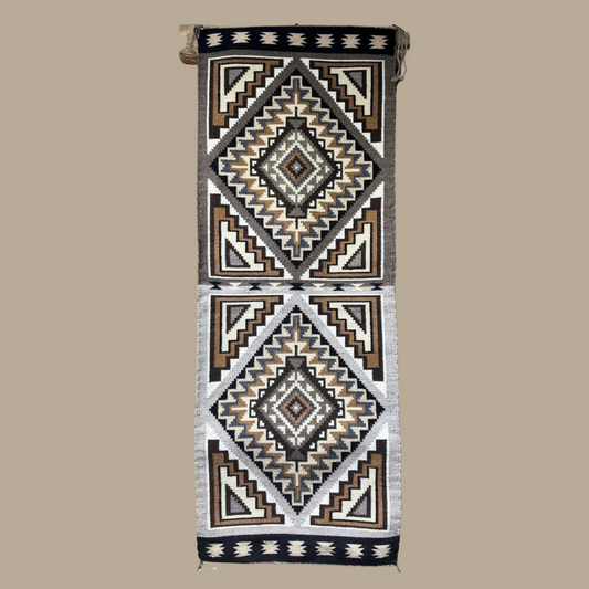 Authentic Two Grey Hills Navajo Rug by Rose Blue Eyes | Handmade 52" x 20"