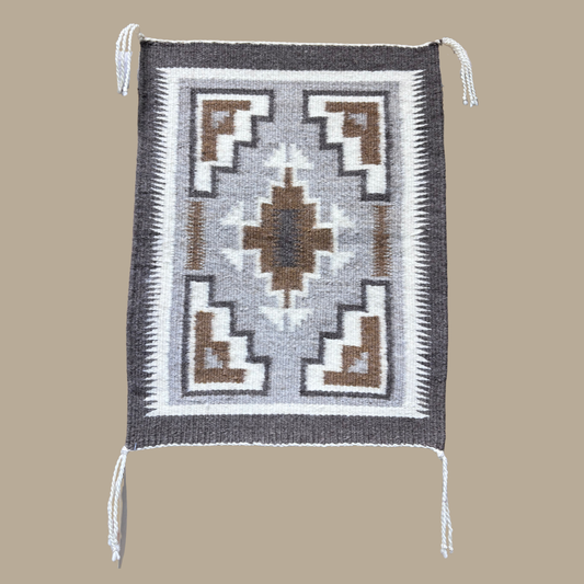 Authentic Two Grey Hills Navajo Rug by Virginia Yazzie | Handmade 19" x 14"