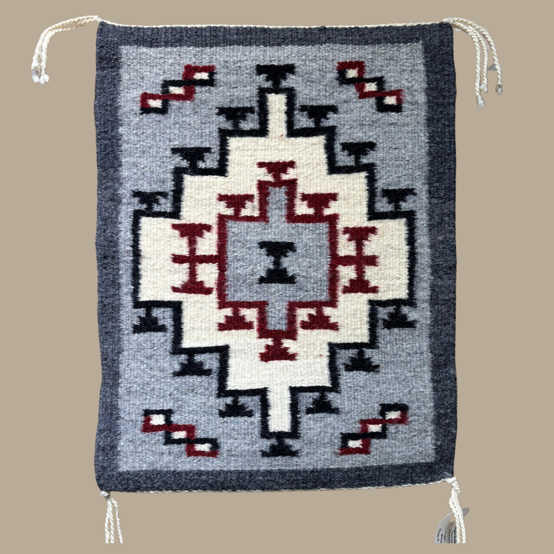 Authentic Two Grey Hills Navajo Rug by Virginia Yazzie | Handmade 19" x 14.5"