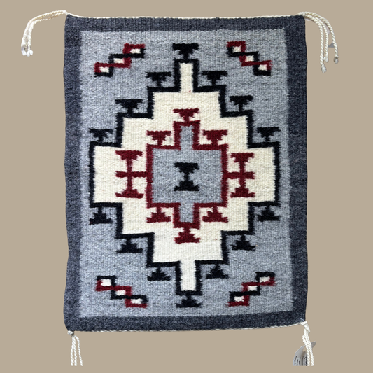 Authentic Two Grey Hills Navajo Rug by Virginia Yazzie | Handmade 19" x 14.5"