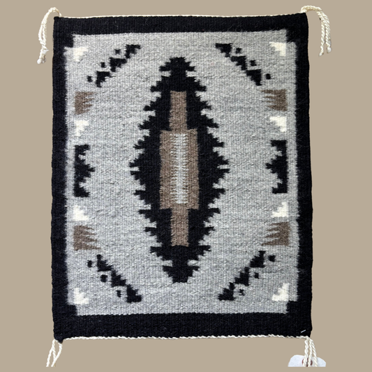 Authentic Two Grey Hills Navajo Rug by Virginia Yazzie | Handmade 19" x 14"