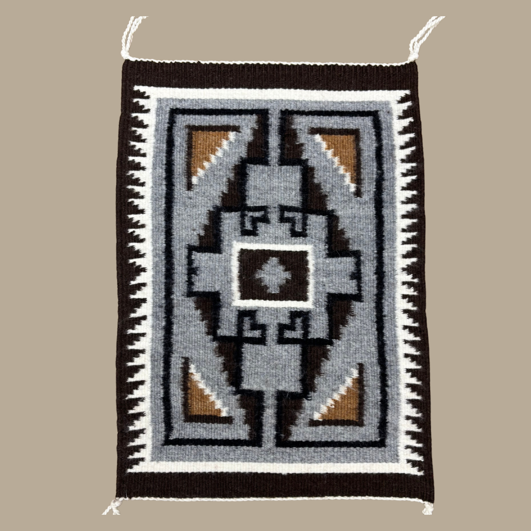 Authentic Two Grey Hills Navajo Rug by Virginia Yazzie | Handmade 19" x 15"