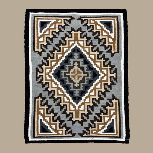 Authentic Two Grey Hills Navajo Rug by Joanna Dakia | Handmade 46" x 35.5"