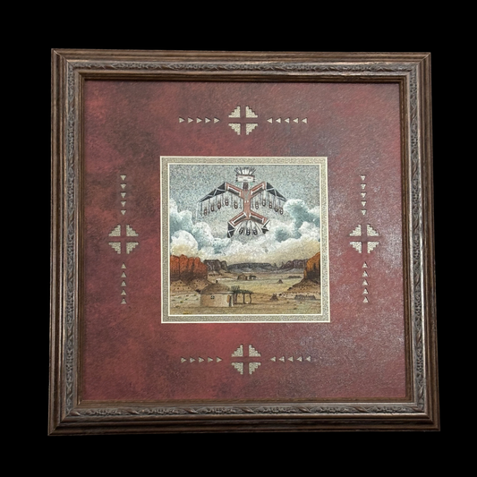 Navajo Sand Painting “War Eagle” by Harvey Begay – Monument Valley Scene