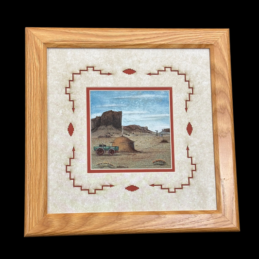 Navajo Sand Painting “War Eagle” by Harvey Begay – Monument Valley Scene