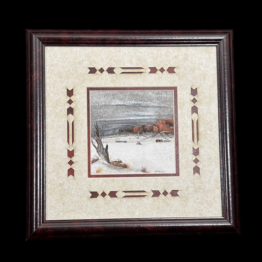 Navajo Sand Painting “War Eagle” by Harvey Begay – Monument Valley Scene