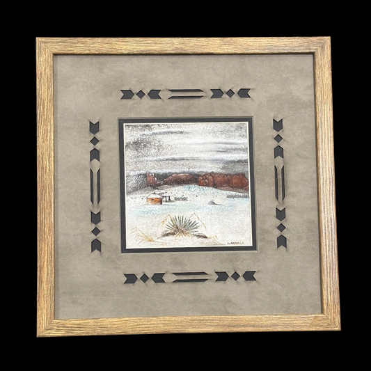 Navajo Sand Painting “War Eagle” by Harvey Begay – Monument Valley Scene