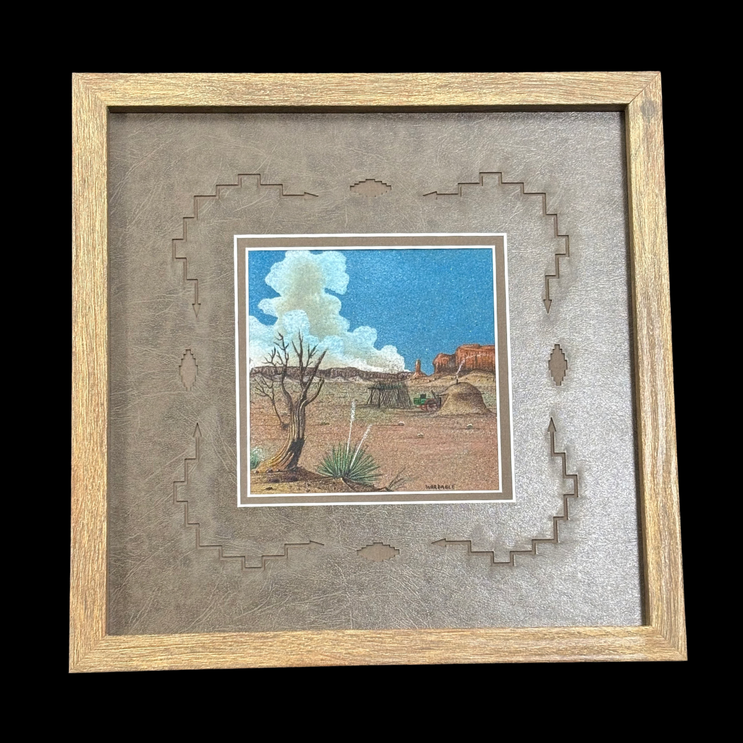 Navajo Sand Painting “War Eagle” by Harvey Begay – Monument Valley Scene