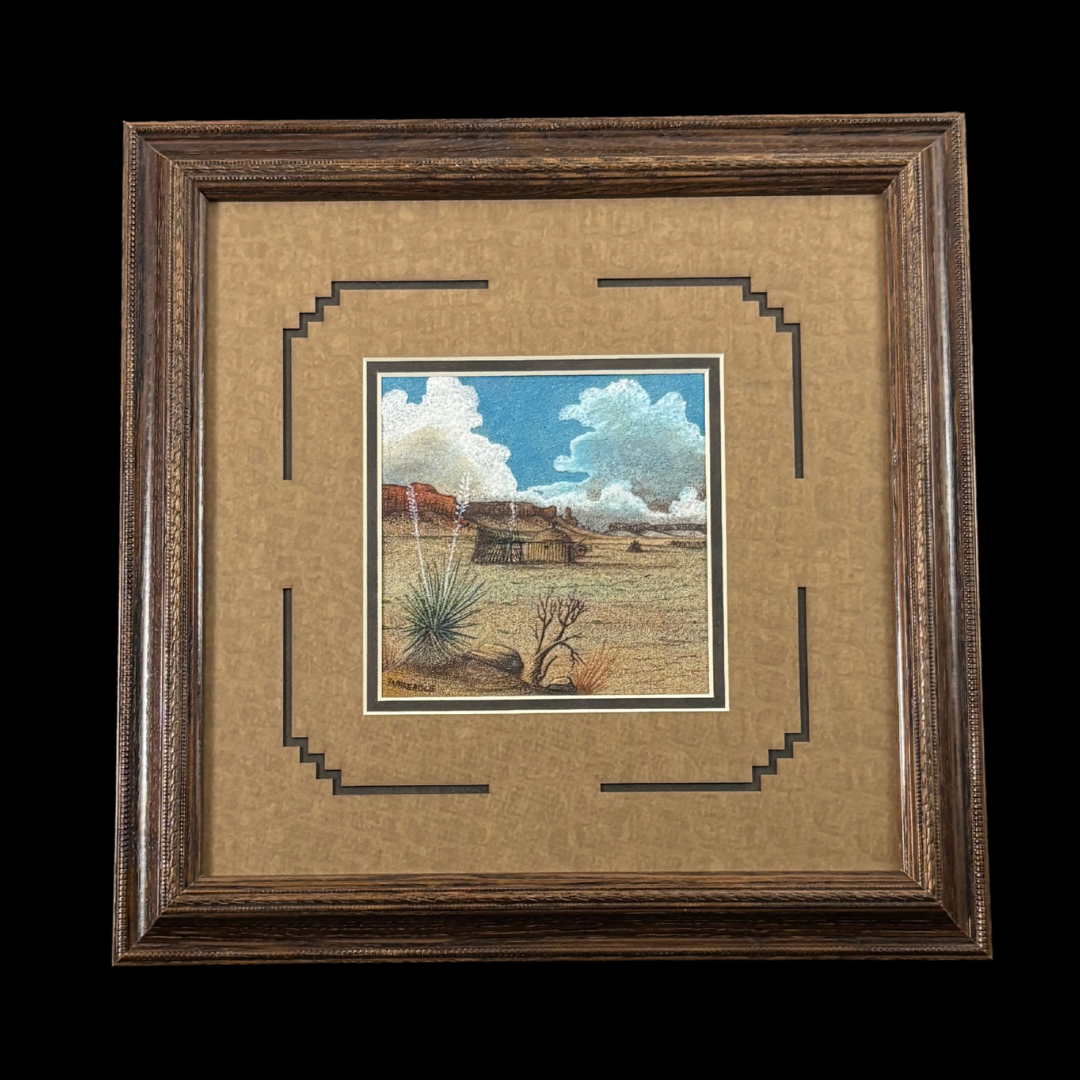 Navajo Sand Painting “War Eagle” by Harvey Begay – Monument Valley Scene