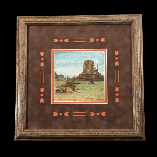 Navajo Sand Painting “War Eagle” by Harvey Begay – Monument Valley Scene