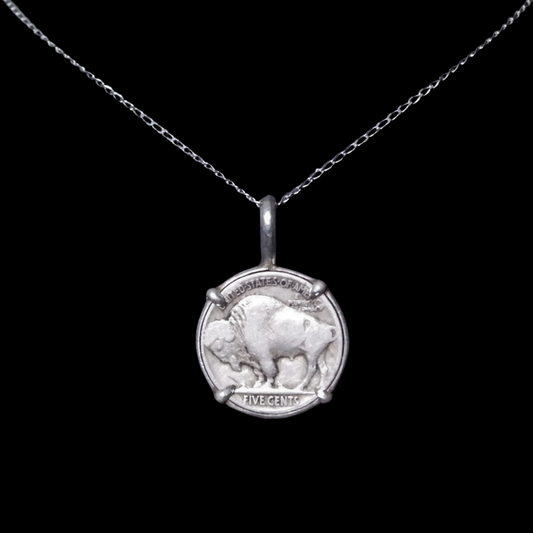 Sterling Silver Buffalo Nickel Pendant by Navajo Artist Nelson Morgan
