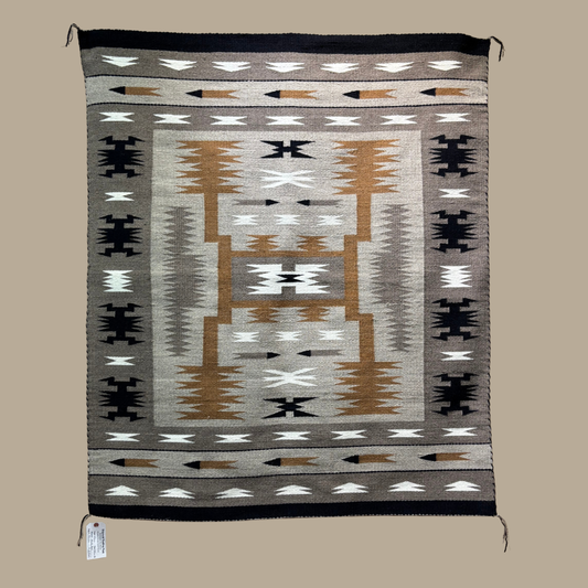 Authentic Storm Navajo Rug by Stanley Ben | Handmade  54.5" x 46“