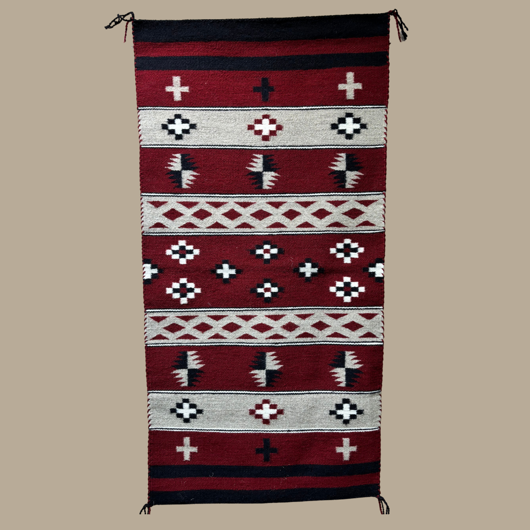 Authentic Revival Navajo Rug by Bessie Yazzie | Handmade 44" x 22"