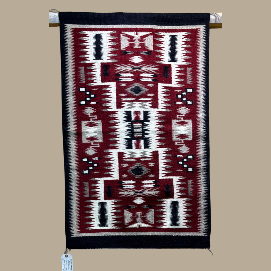 Authentic Storm Pattern Navajo Rug by Lorene Benally – Handmade 46" × 29"