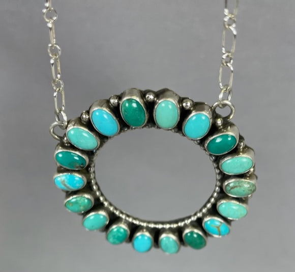 Mixed turquoise round necklace.