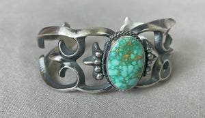 Navajo sandcast turquoise bracelet