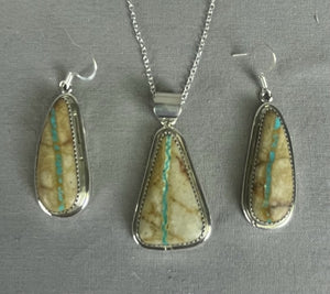 Boulder turquoise earring/pendant set